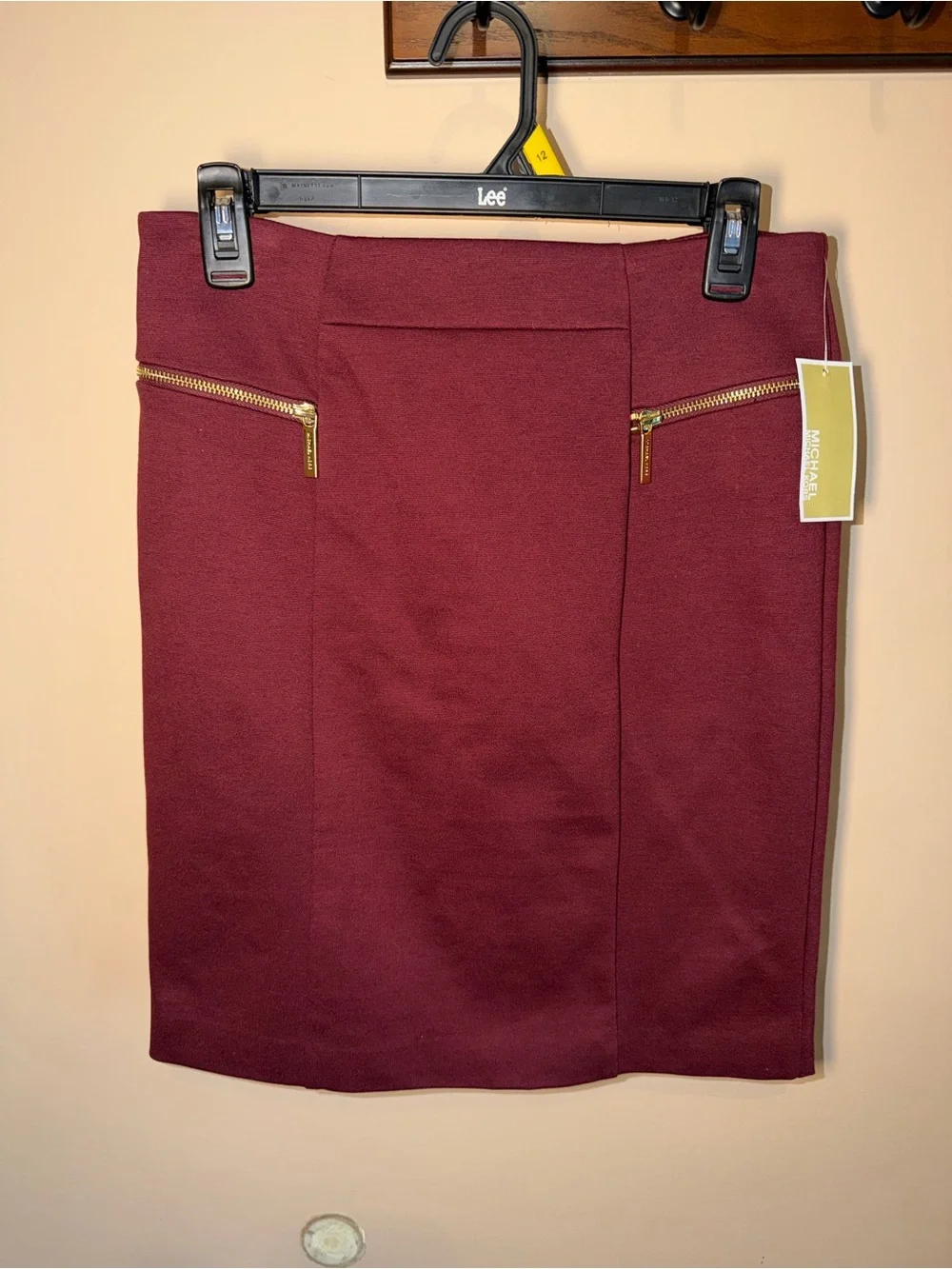 NWT Michael Kors Women’s Ponte Knit Pencil Maroon Skirt